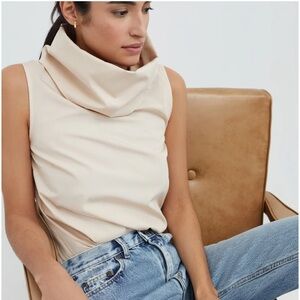 Light Beige, Marcy Sleeveless, Turtleneck Top, Sz Medium NWT